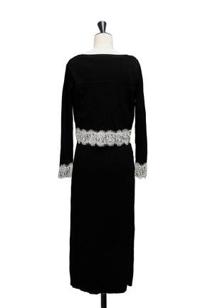［Essentia］Lace-Trimmed Knit Dress Set