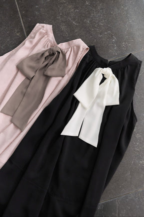 ［Essentia］Back Ribbon Chiffon Top