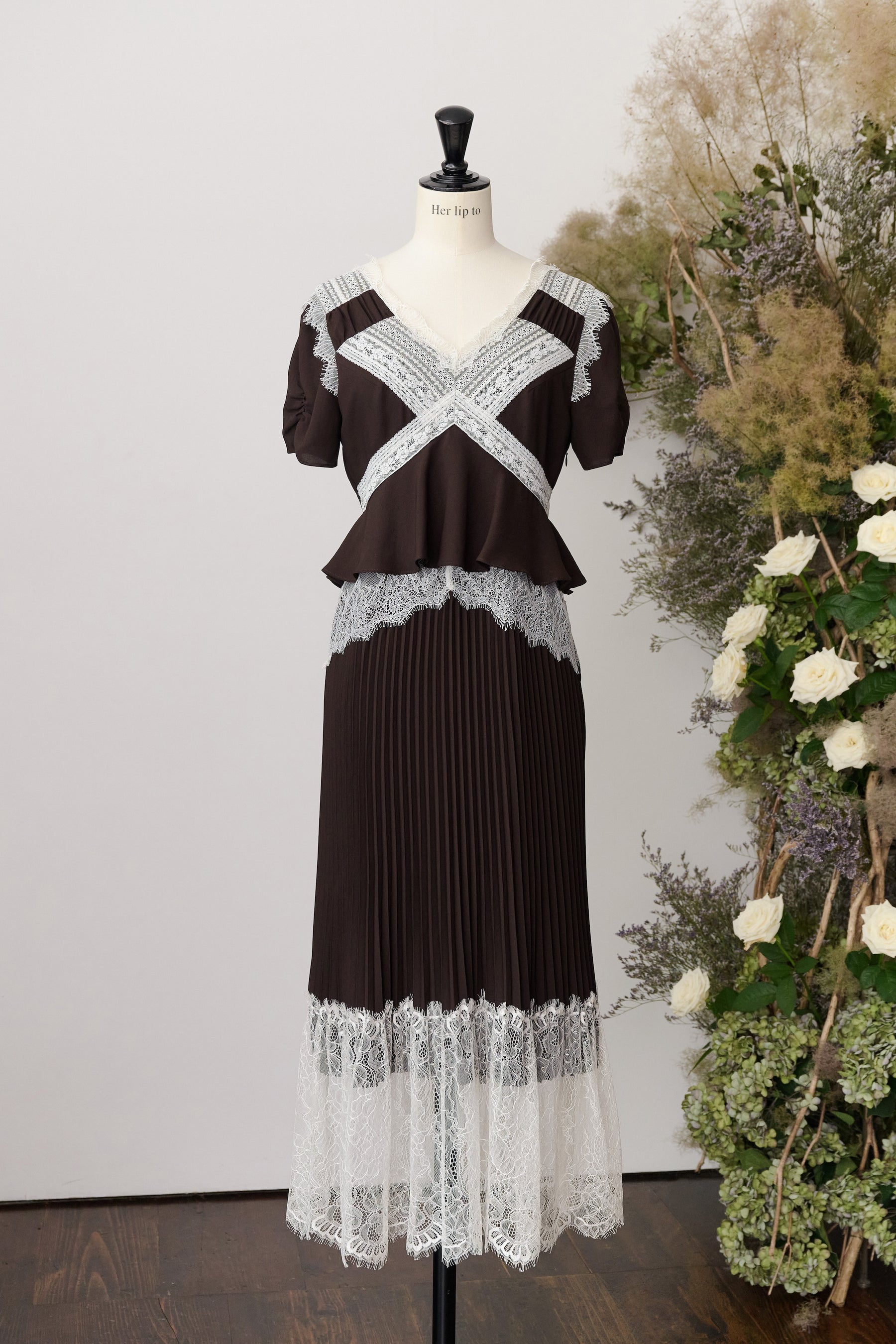 Giulia Lace Pleated Dress