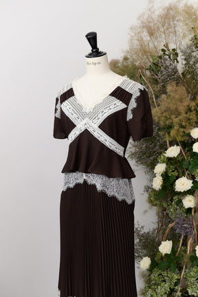 Giulia Lace Pleated Dress