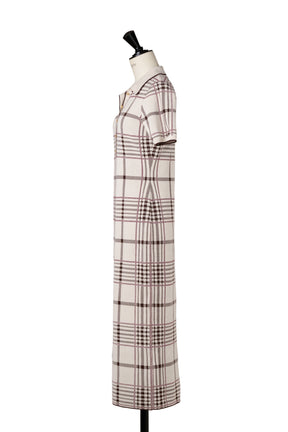 【新色】Gold-Buttoned Plaid Knit Dress