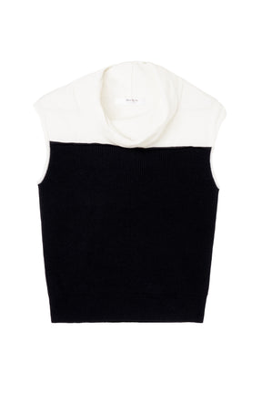Two-Tone Draped-Neck Top