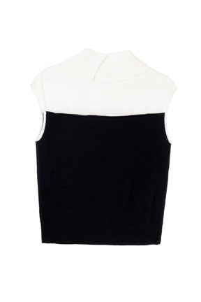 Two-Tone Draped-Neck Top