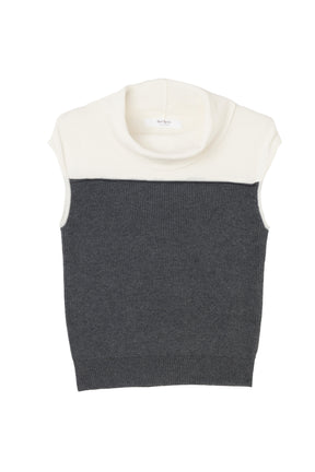 Two-Tone Draped-Neck Top