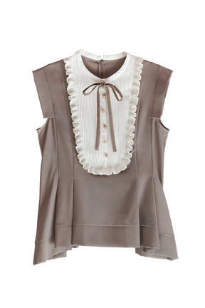 Pleated Ribbon Peplum Top