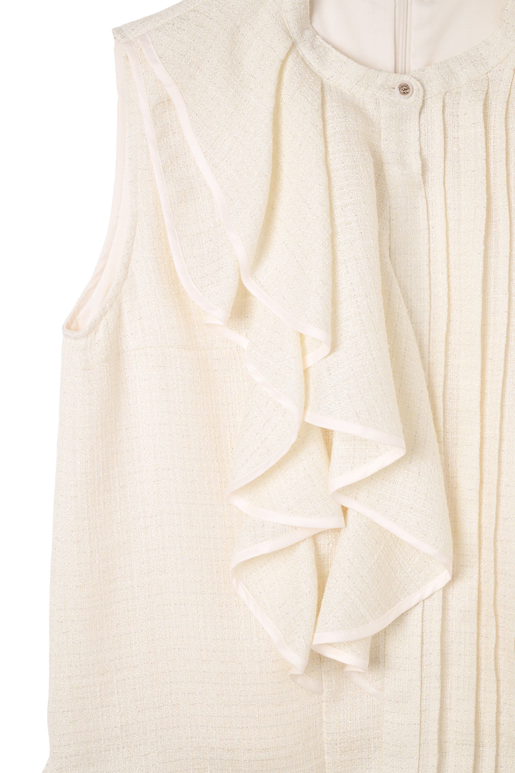Asymmetric Tweed Frill Top