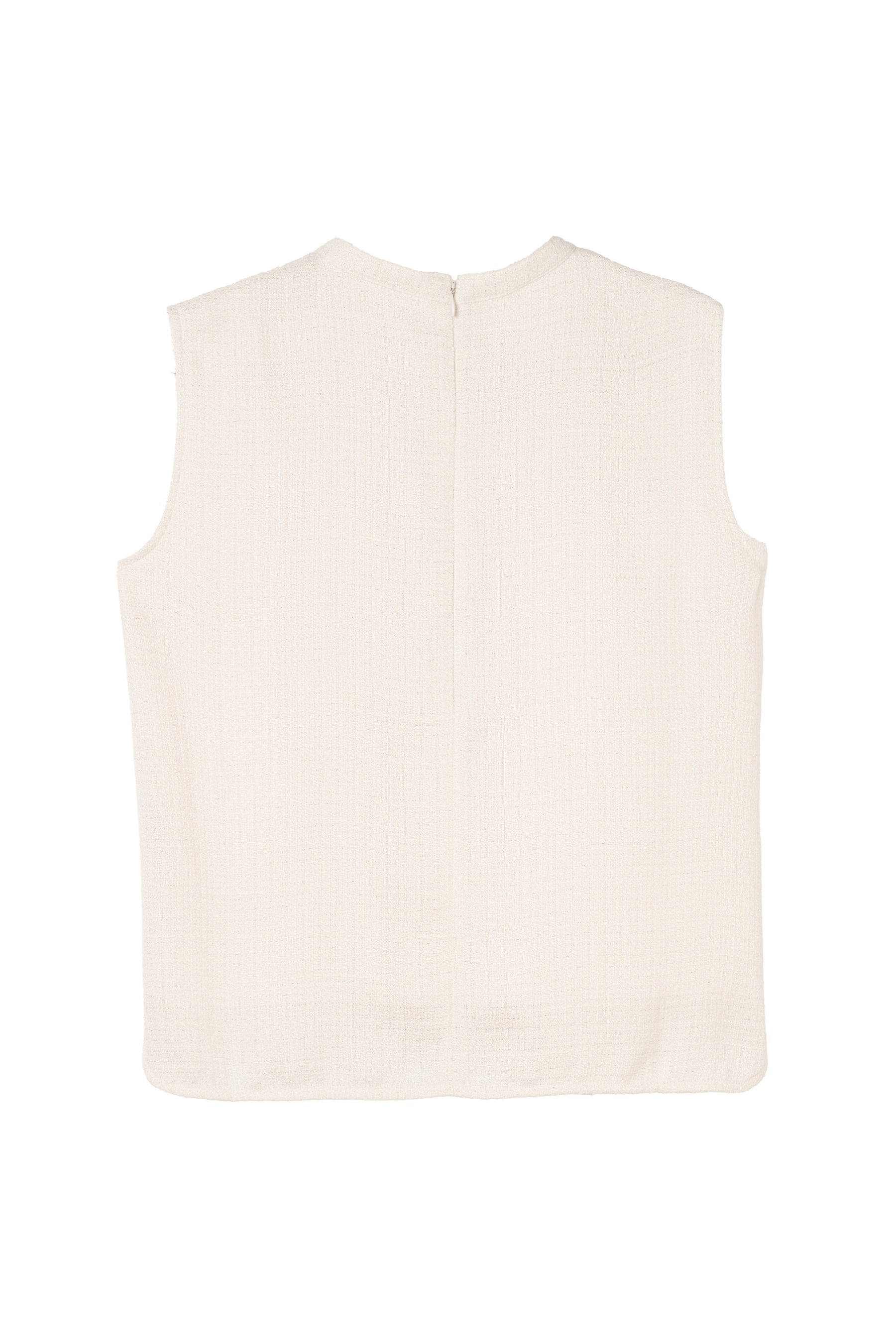 Asymmetric Tweed Frill Top