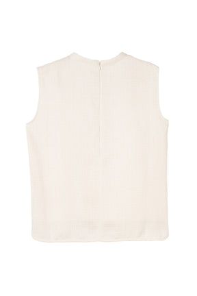 Asymmetric Tweed Frill Top
