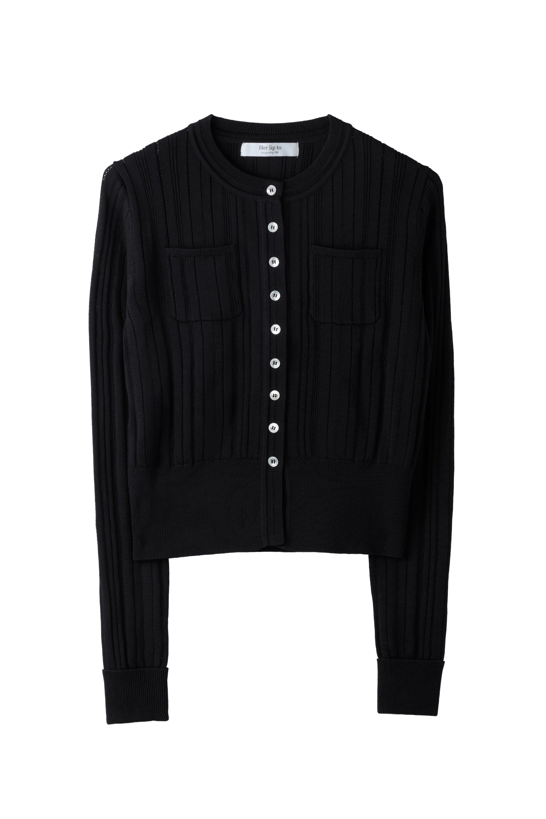 Essentia］Eyelet Knit Cardigan