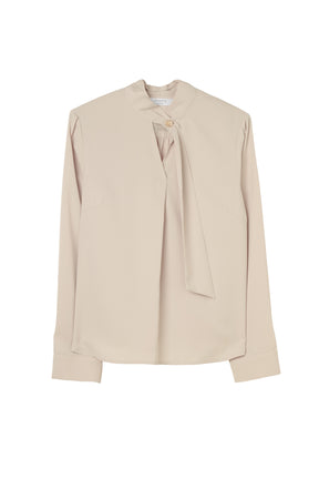 ［Essentia］[New Color] Long Tie Slit Blouse		