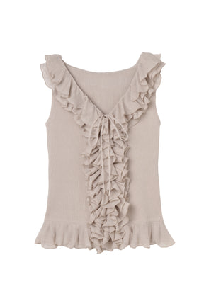［Essentia］Layered Ruffle Knit Top