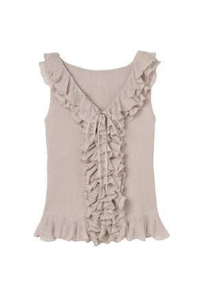 ［Essentia］Layered Ruffle Knit Top