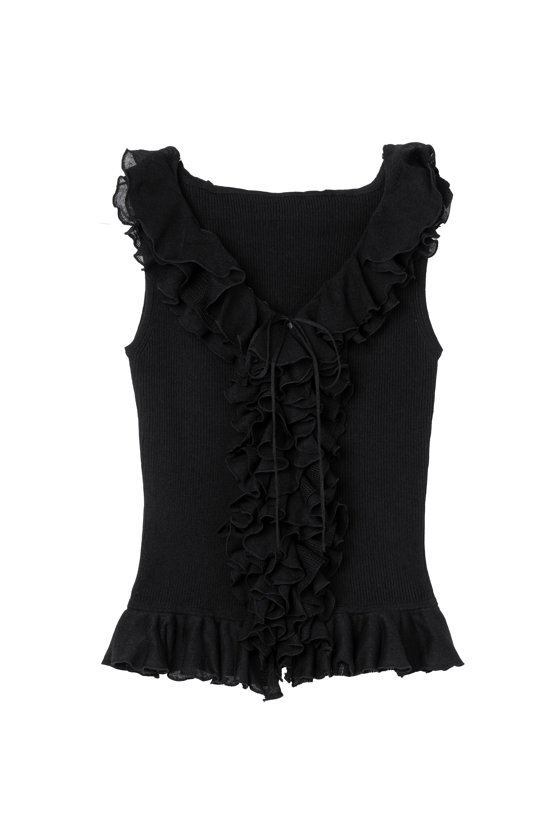 ［Essentia］Layered Ruffle Knit Top