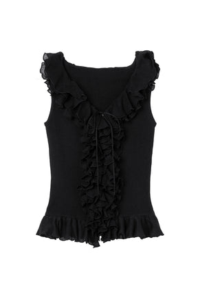 ［Essentia］Layered Ruffle Knit Top