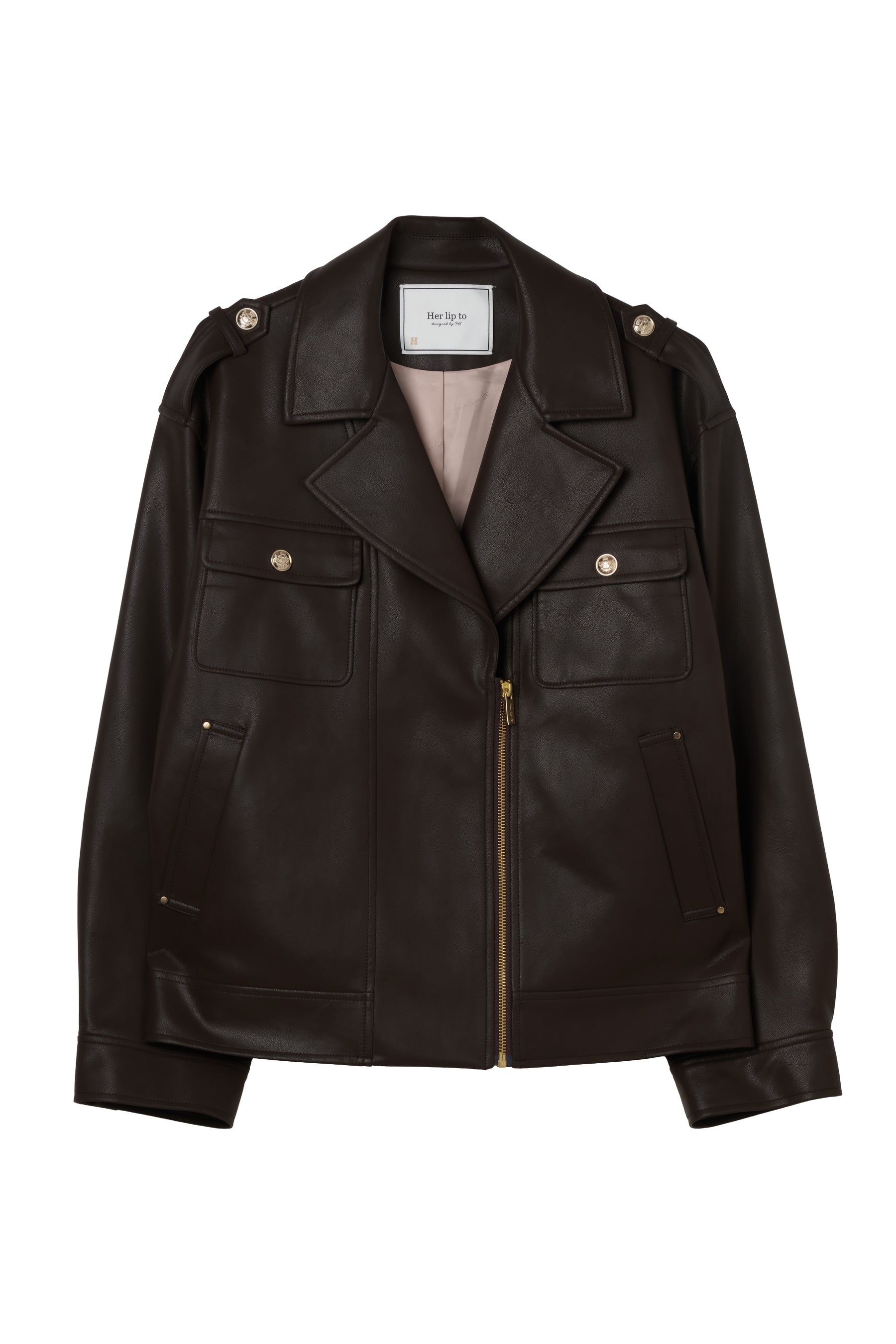 LEATHER ZIP WORK JACKET オリジナルハンガー付き Faux Leather Zip Jacket