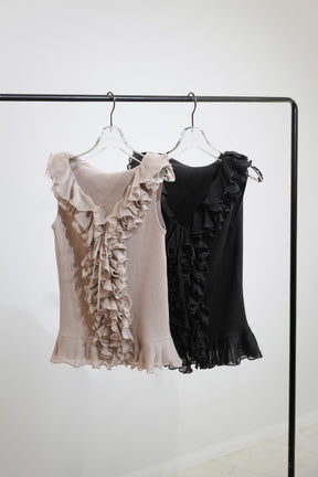 ［Essentia］Layered Ruffle Knit Top