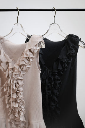 ［Essentia］Layered Ruffle Knit Top