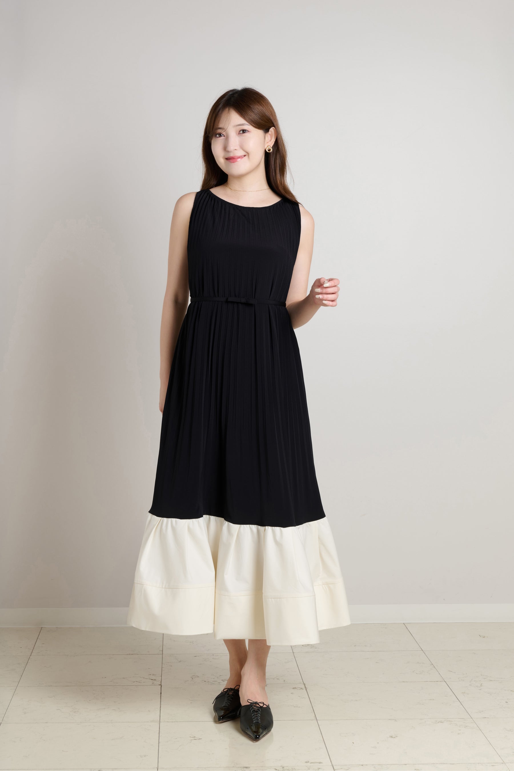 Pleated Fluid Long Dress