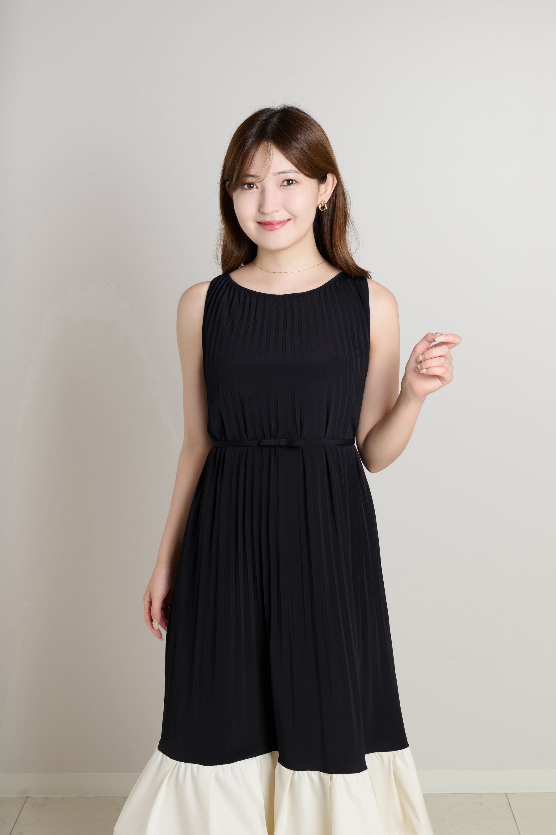 Pleated Fluid Long Dress