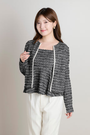 Contrast Trim Tweed Set