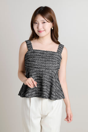 Contrast Trim Tweed Set