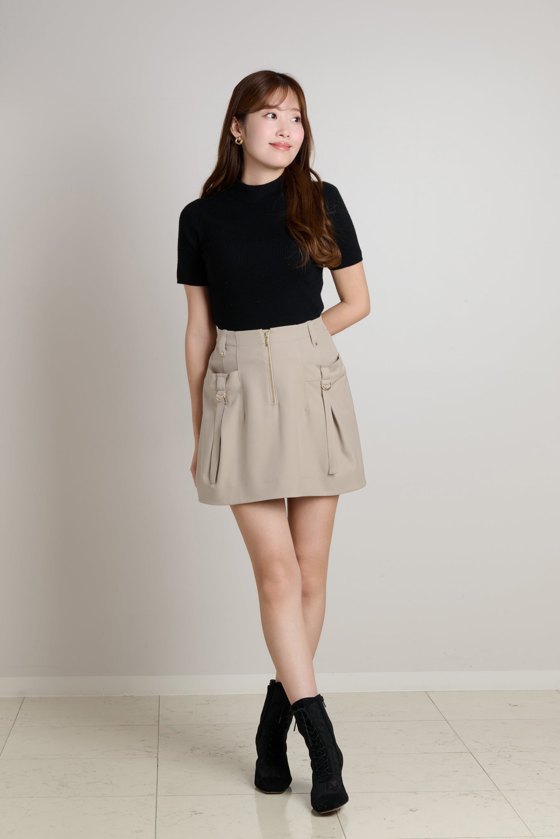 Front Zip Mini Skirt