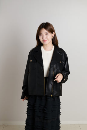 Faux Leather Zip Jacket