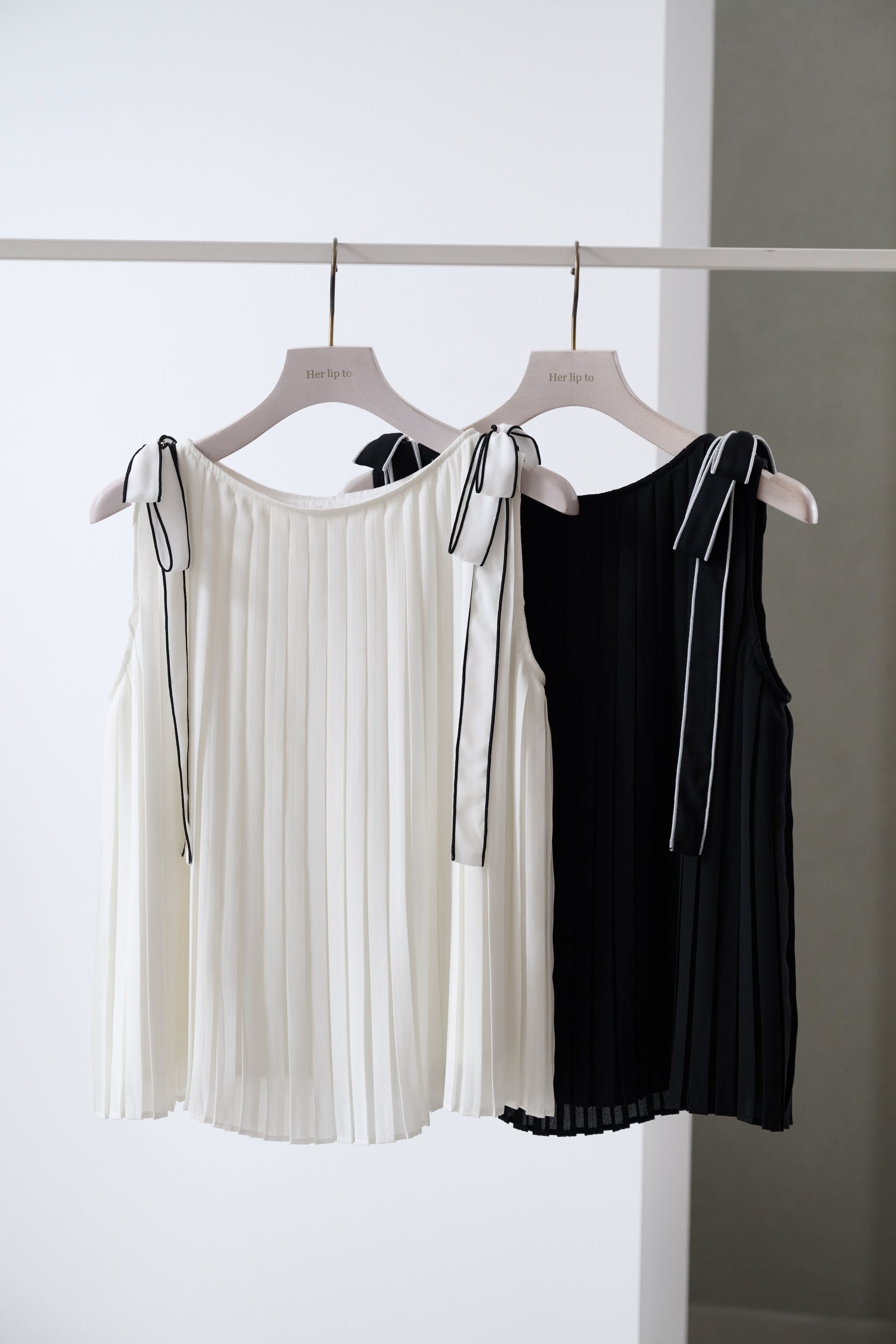 Pleated Chiffon Ribbon Top