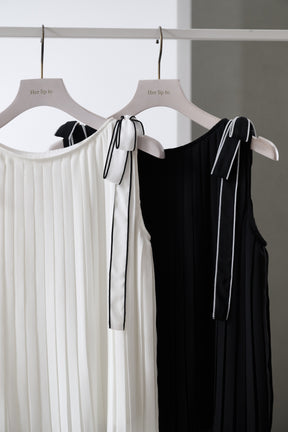 Pleated Chiffon Ribbon Top