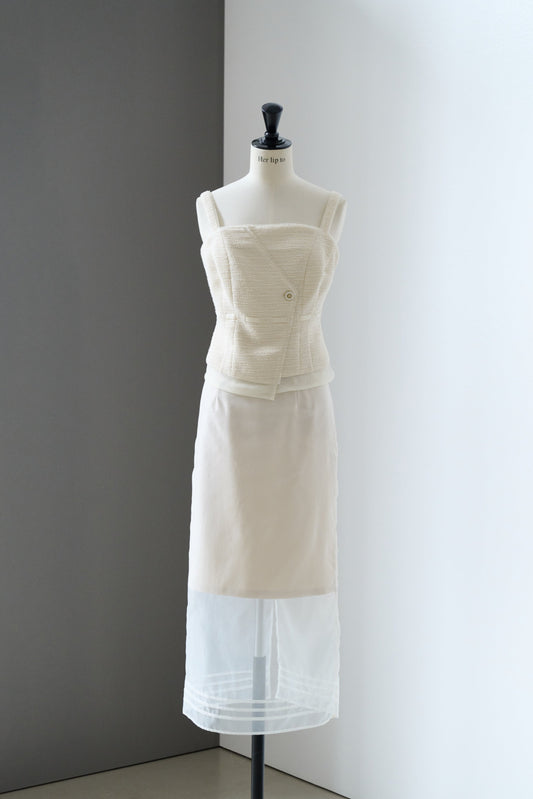 【8月上旬発送】Tweed-Layered Organza Top