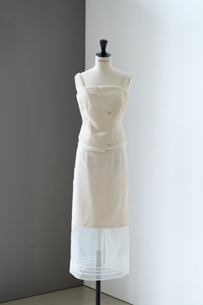 【8月上旬発送】Tweed-Layered Organza Top