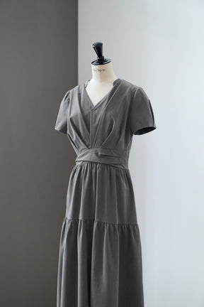 【8月下旬発送】Tucked Gathered Shirt Dress