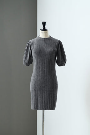Puff Sleeve Cable Knit Dress