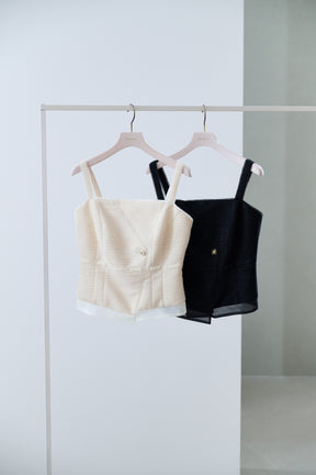 【8月上旬発送】Tweed-Layered Organza Top