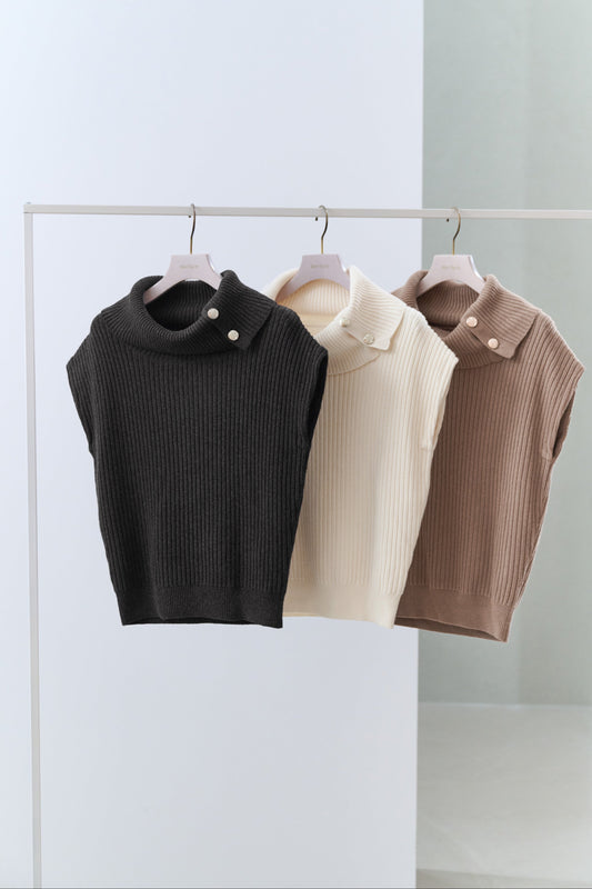 Fold-Over Sleeveless Knit Top