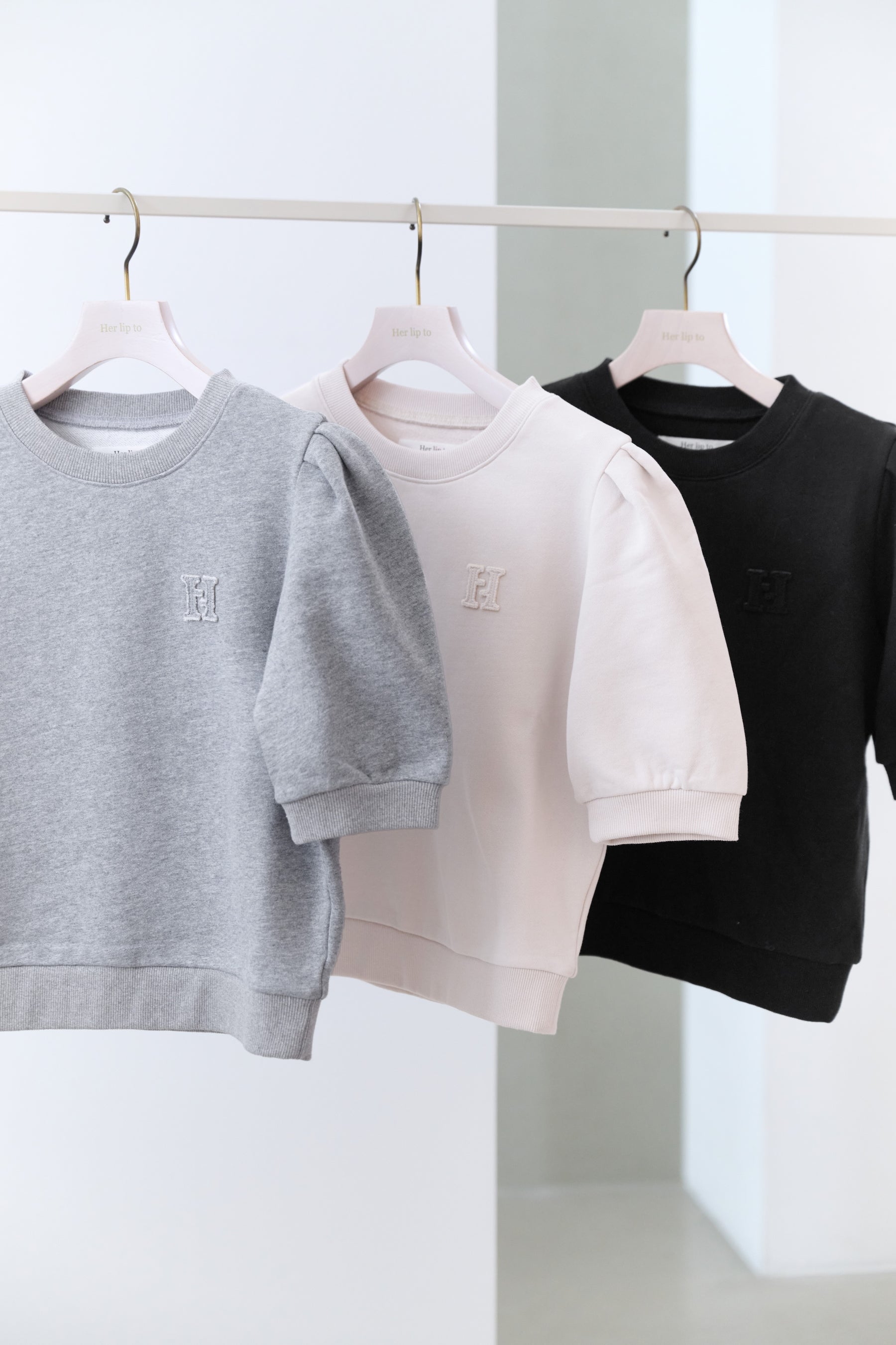 H Logo Puff-Sleeve Sweatshirt