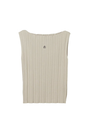 Ribbed Boat-Neck Knit Top