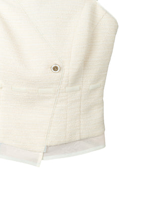 【8月上旬発送】Tweed-Layered Organza Top