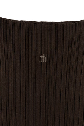 Ribbed Boat-Neck Knit Top