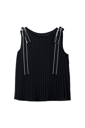 Pleated Chiffon Ribbon Top