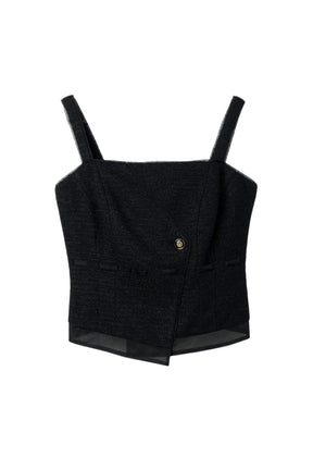 【8月上旬発送】Tweed-Layered Organza Top
