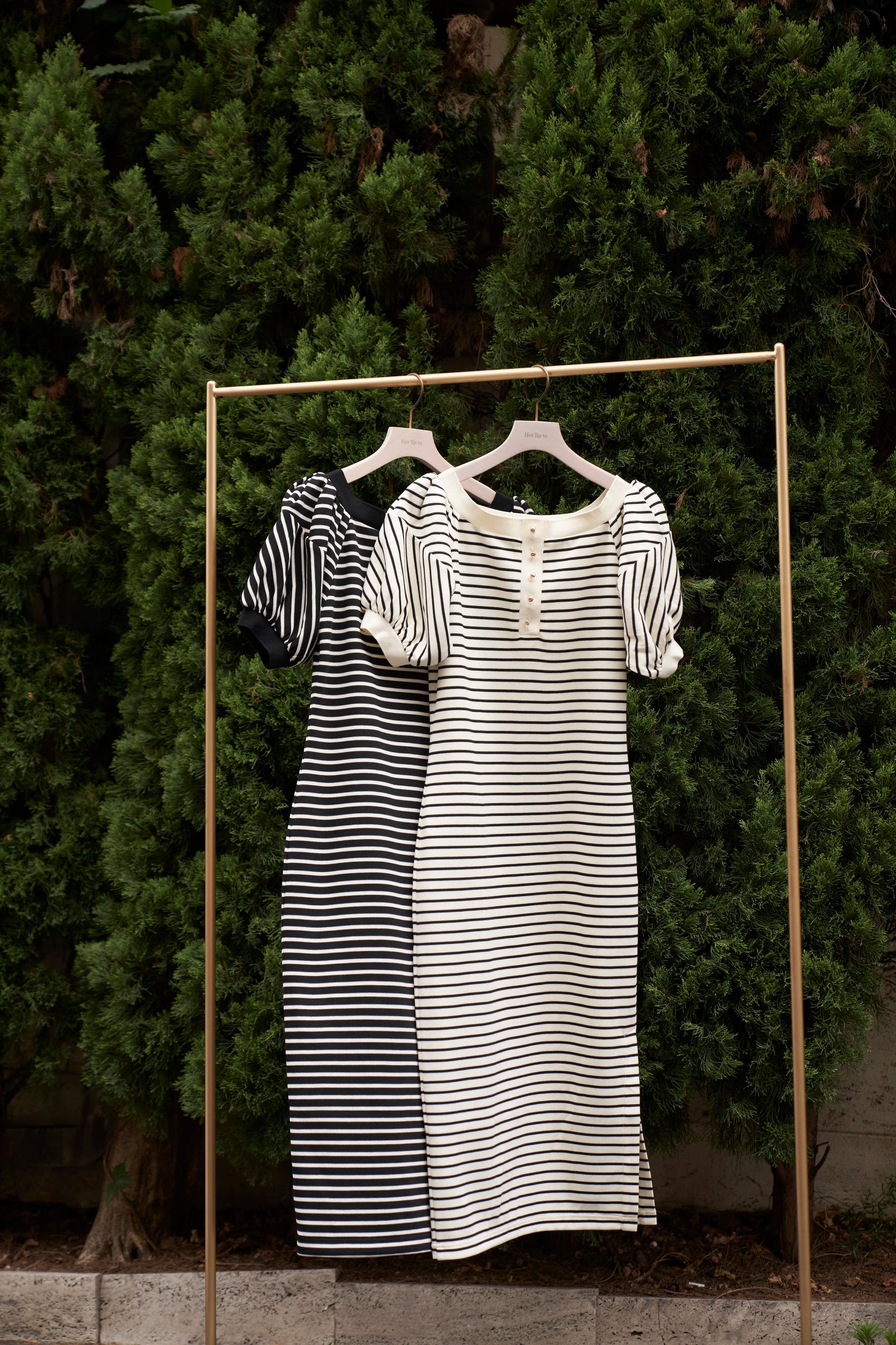 Herlipto Saint-Tropez Striped Long Dress-