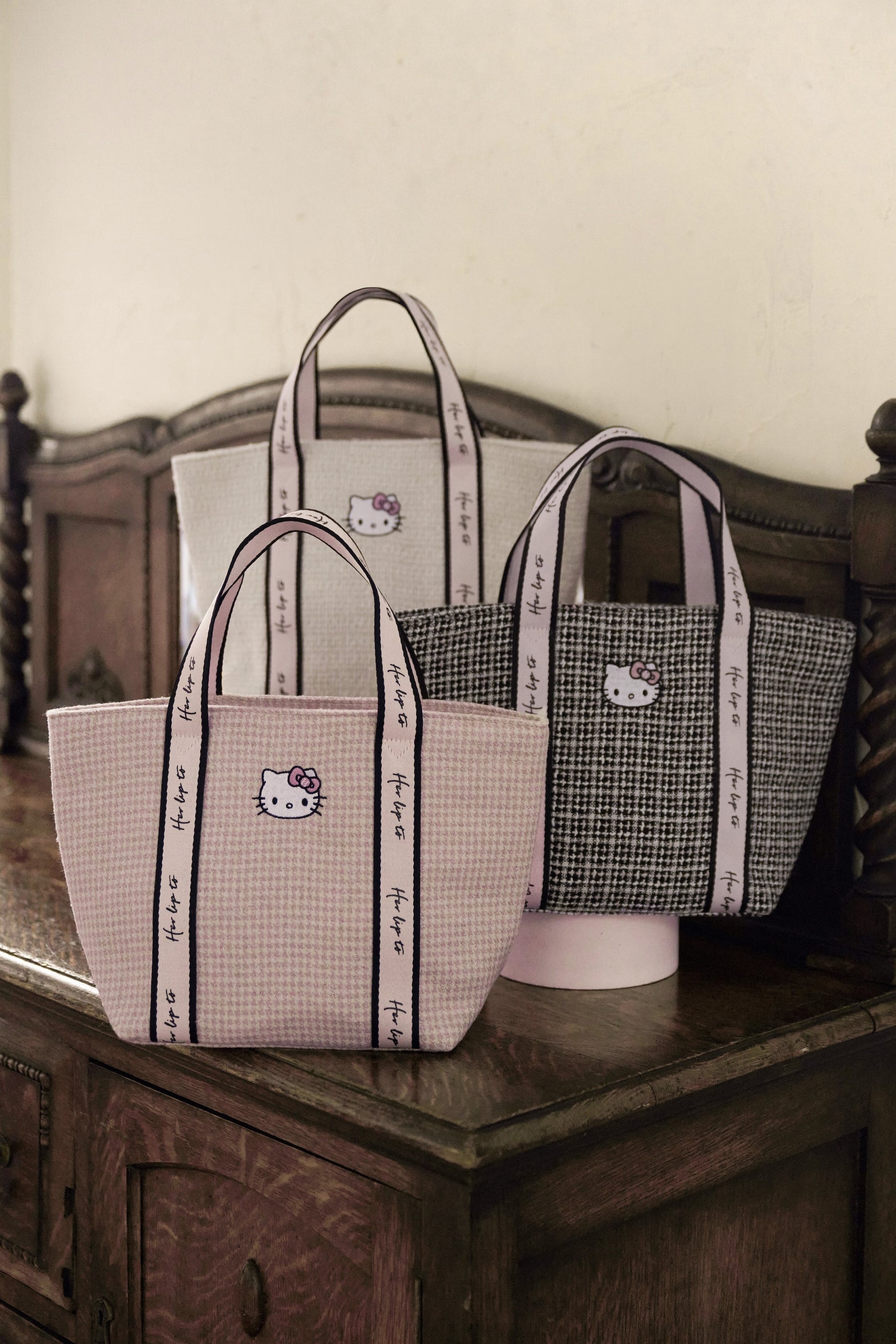 HLT x Hello Kitty Tweed Tote Bag
