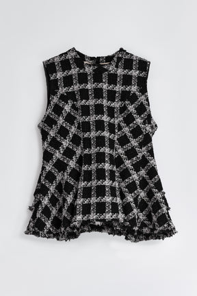 【9月中旬発送】Vol.1 Check Tweed Peplum Top