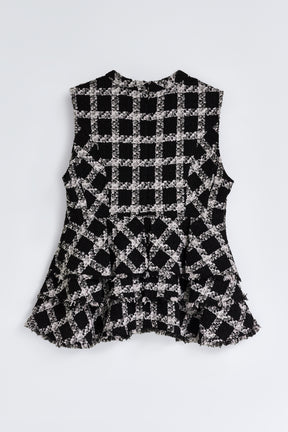 【9月中旬発送】Vol.1 Check Tweed Peplum Top