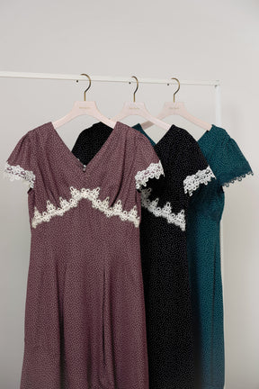 【9月上旬発送】【新色】Polka-Dot Lace-Trim Dress