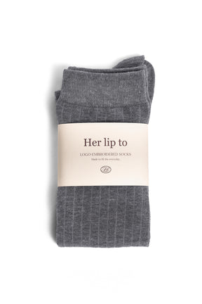 Logo Embroidered Long Socks
