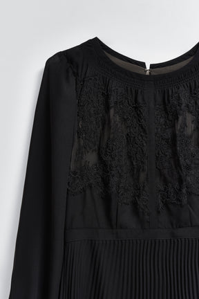【9月上旬発送】Vol.1 Pleated Chiffon Lace Dress