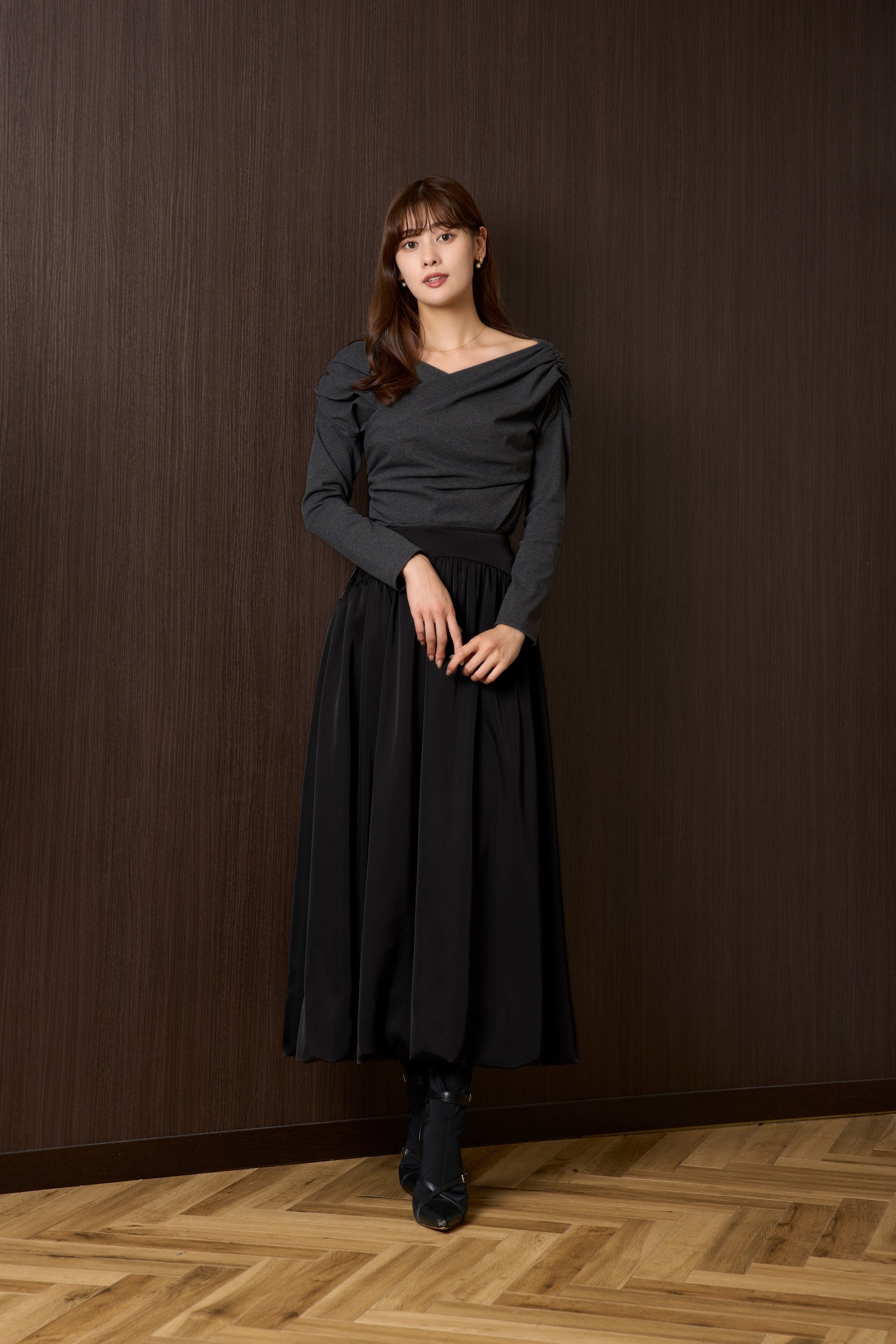 Gather Balloon Long Skirt