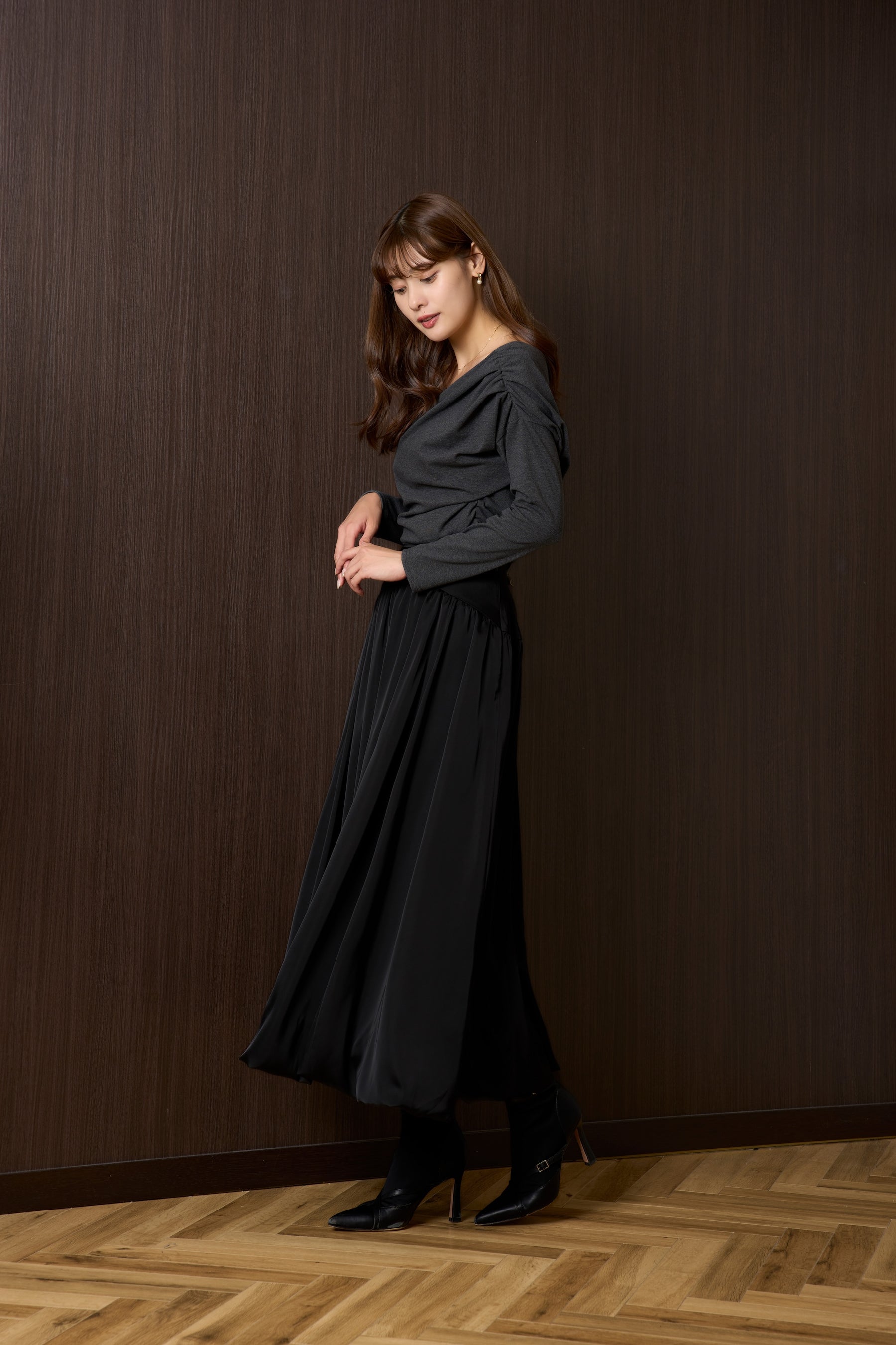 Gather Balloon Long Skirt